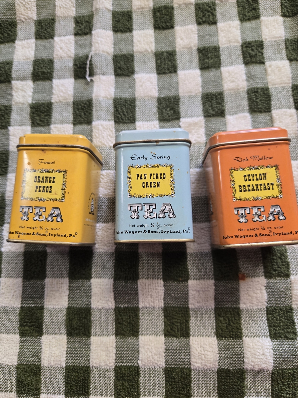 John Wagner & Sons Tea Tins Set - Yellow, Light Blue, Orange